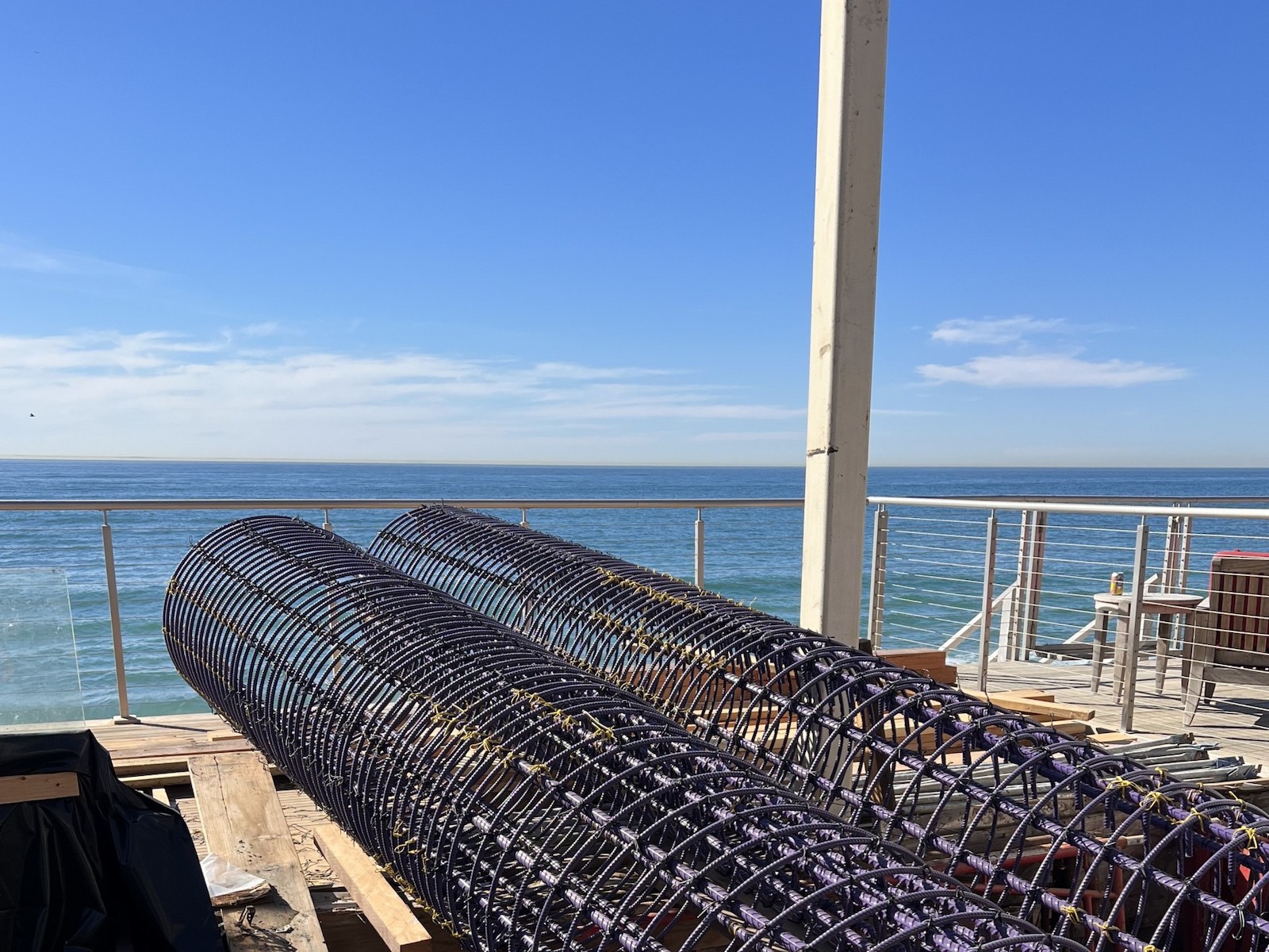 Purple Epoxy Coated Caissons near the beach front in Malibu
