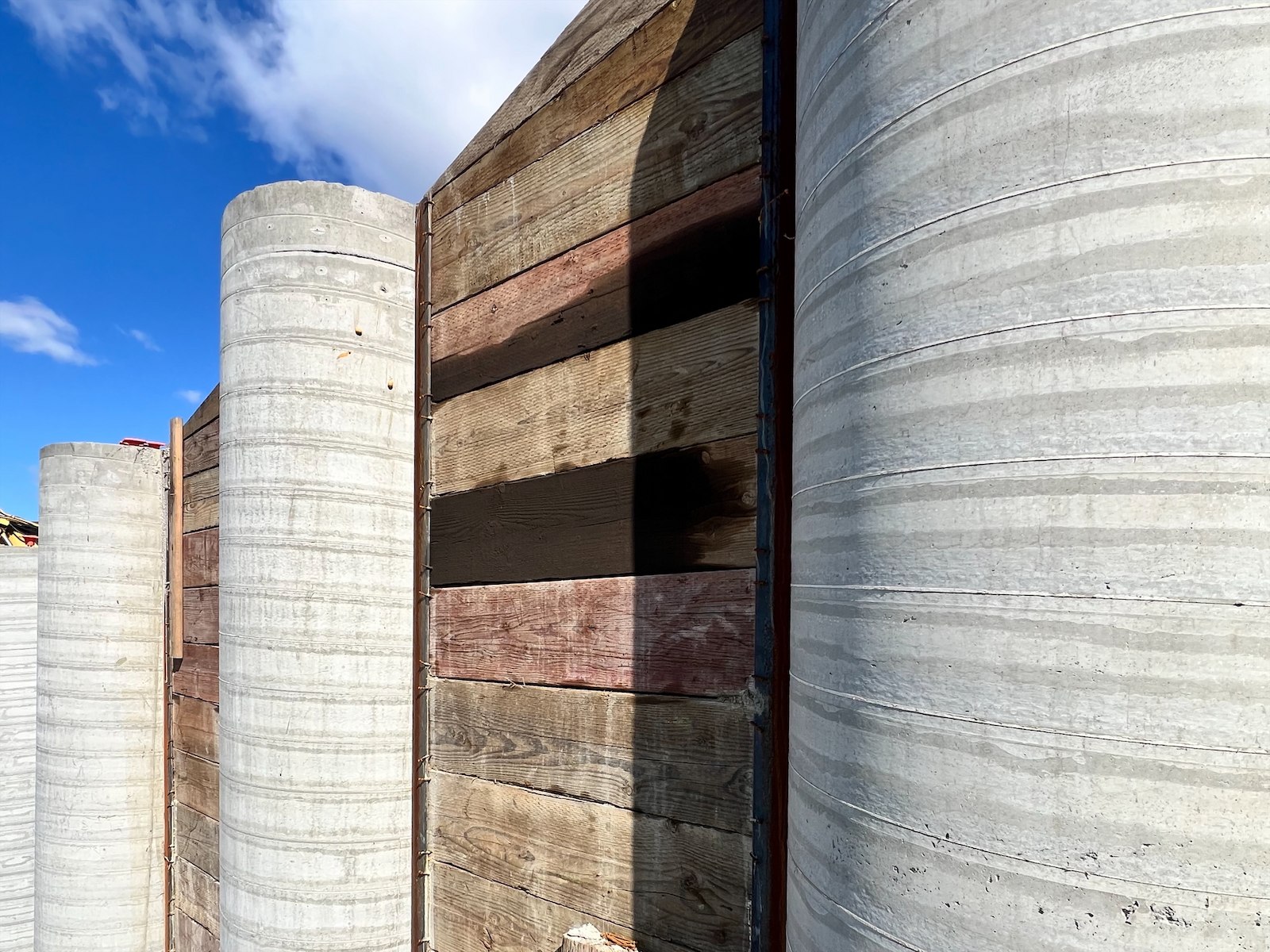Purple Epoxy Coated Caissons near the beach front in Malibu