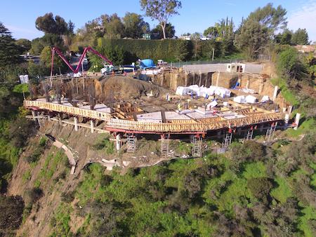Forming for a Concrete Deck on a Hillside Terrain in Bel Air, CA. Built by TROYCO