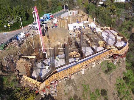 Side View of a Podium Deck with Footings and Piles, Built by TROYCO. 