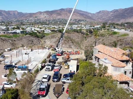 Concrete Boom Pump Drone Pouring Concrere for a Residential Home in Malibu, CA 