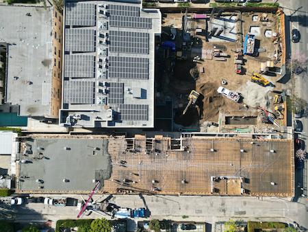 Top View of a Concrete Podium Deck being Poured in Hollywood, CA