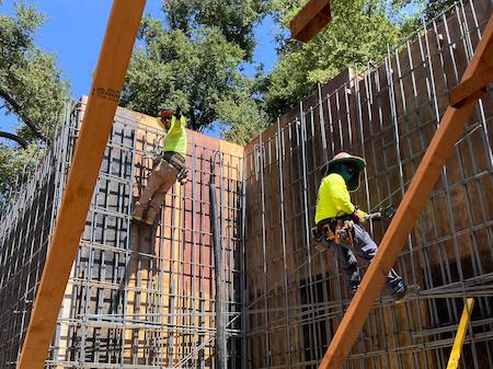 TROYCO Team Tying Rebar on a Retaining Wall for a Residential Home in Beverly Hills, CA