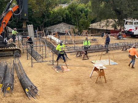 TROYCO Team Assembling a Caisson for a Residential Concrete Foundation in Beverly Hills, CA