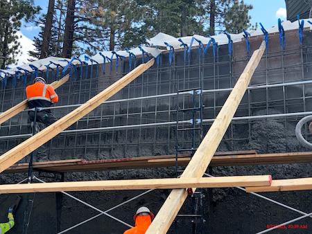 Forms being set for concrete walls in Mammoth Lakes for a Commerical Resort. Done by TROYCO.